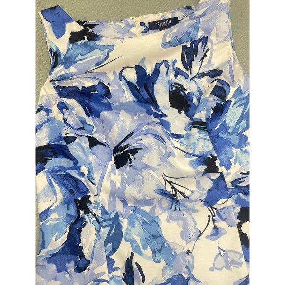 CHAPS Womens Midi Dress Sleeveless Watercolor Floral Blue 6 - Picture 10 of 13